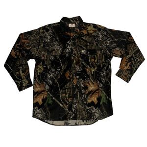 Vintage 2002 Mossy Oak Break Up Chamois Button Up Camouflage Shirt NWT
